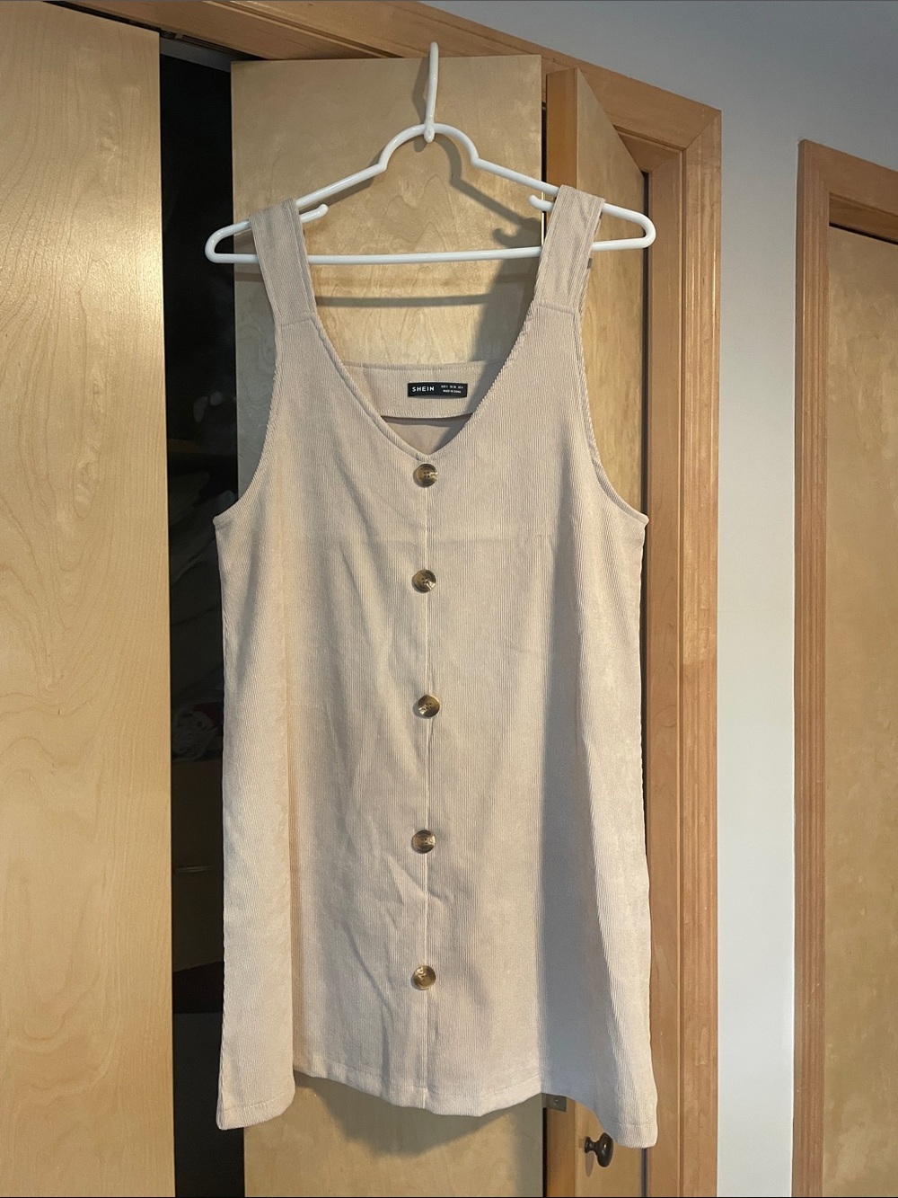 SHEIN Cream Button-Front Mini Dress